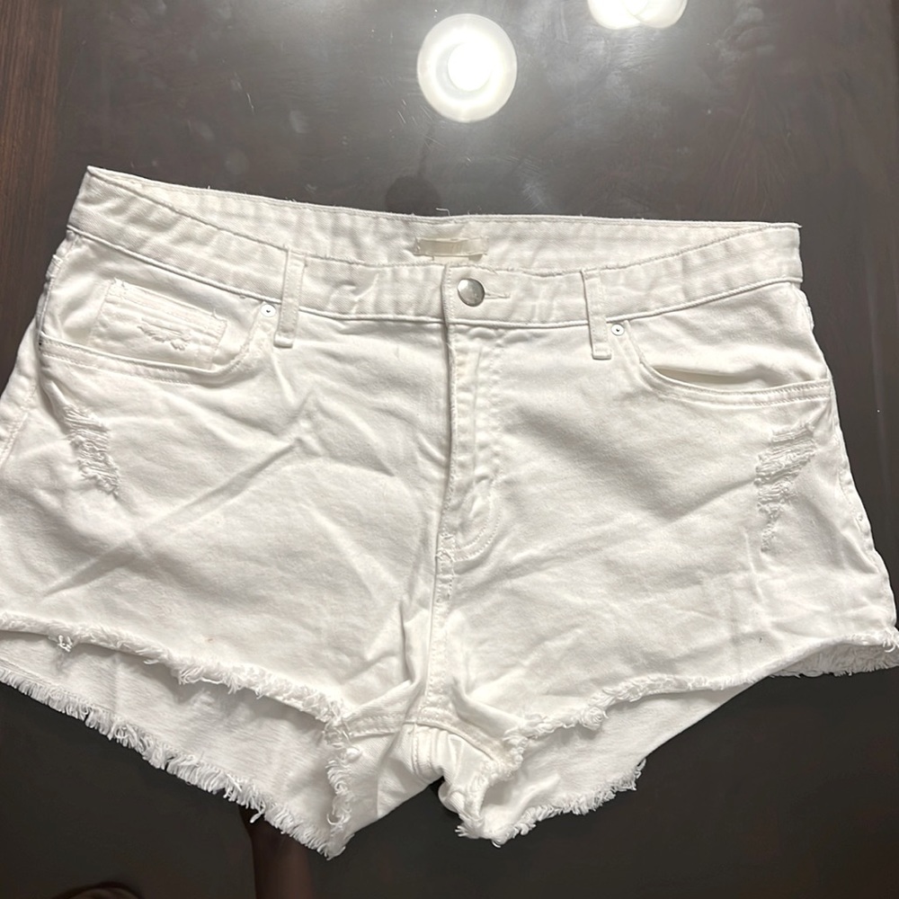 White jean shorts